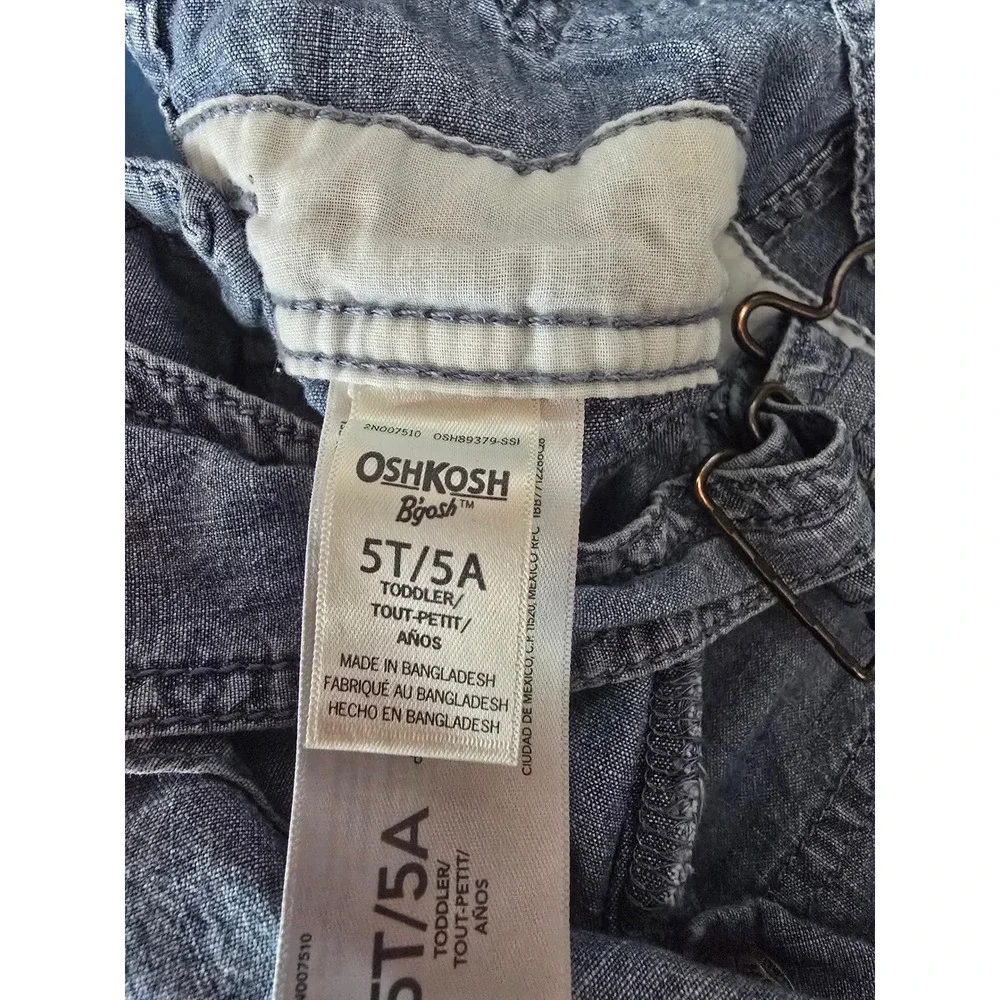 OshKosh Bgosh Toddler Boys Girls Blue Chambray Vestbak‎ Overalls 5T 2N007510